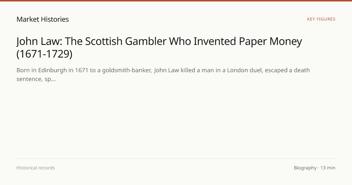 John Law: The Scottish Gambler Who Invented Paper Money (1671-1729 ...