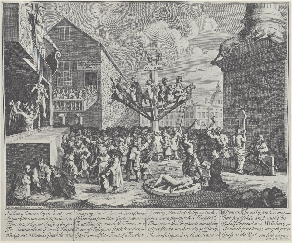 William Hogarth's satirical engraving The South Sea Scheme, 1721
